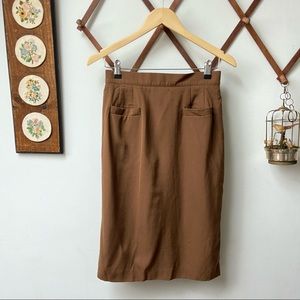 70s Vintage Wool Brown Minimalist Skirt size 8